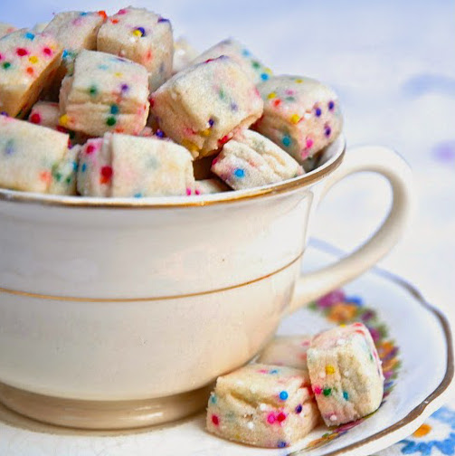 Super Cute Mini Shortbread Cookies With Almond Extract And Sprinkles